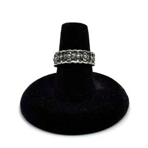 Sterling Silver Floral Band Dogwood Flower Ring Vintage Size 6 1/2